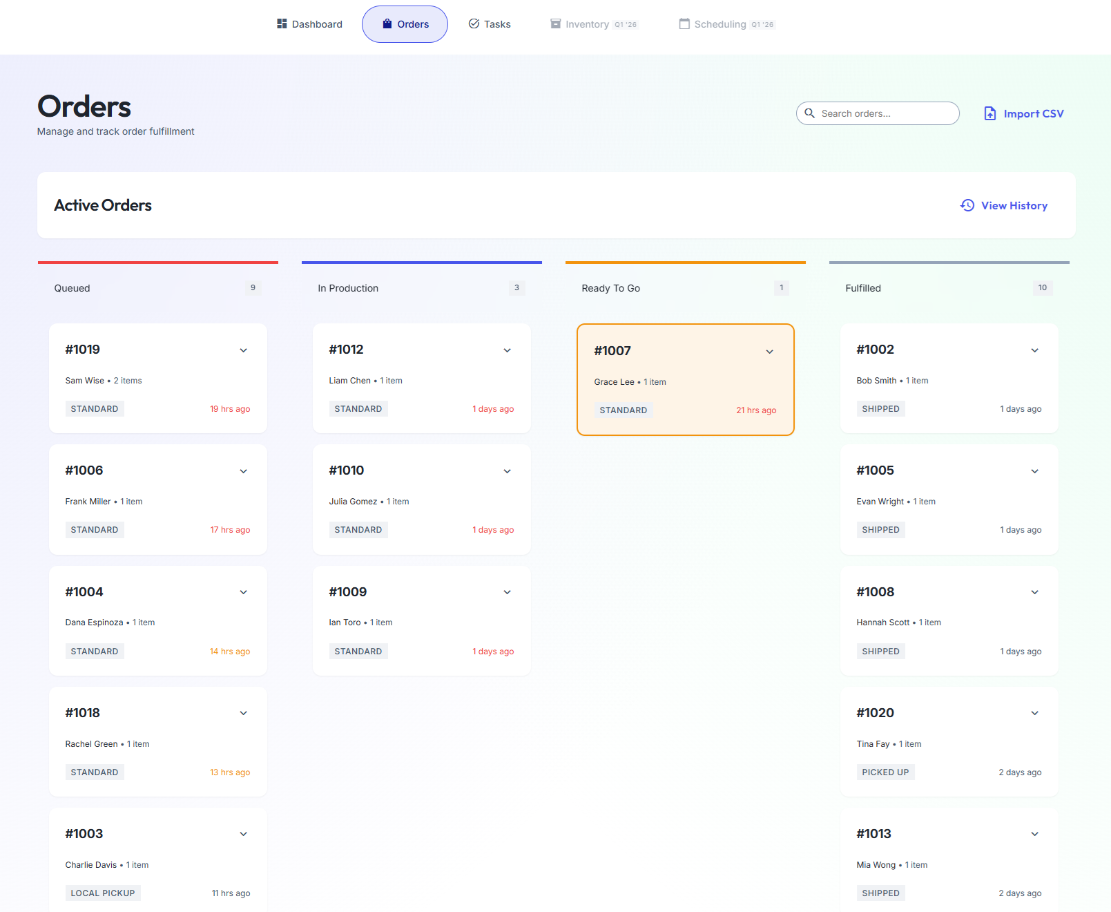 Order Processing Dashboard